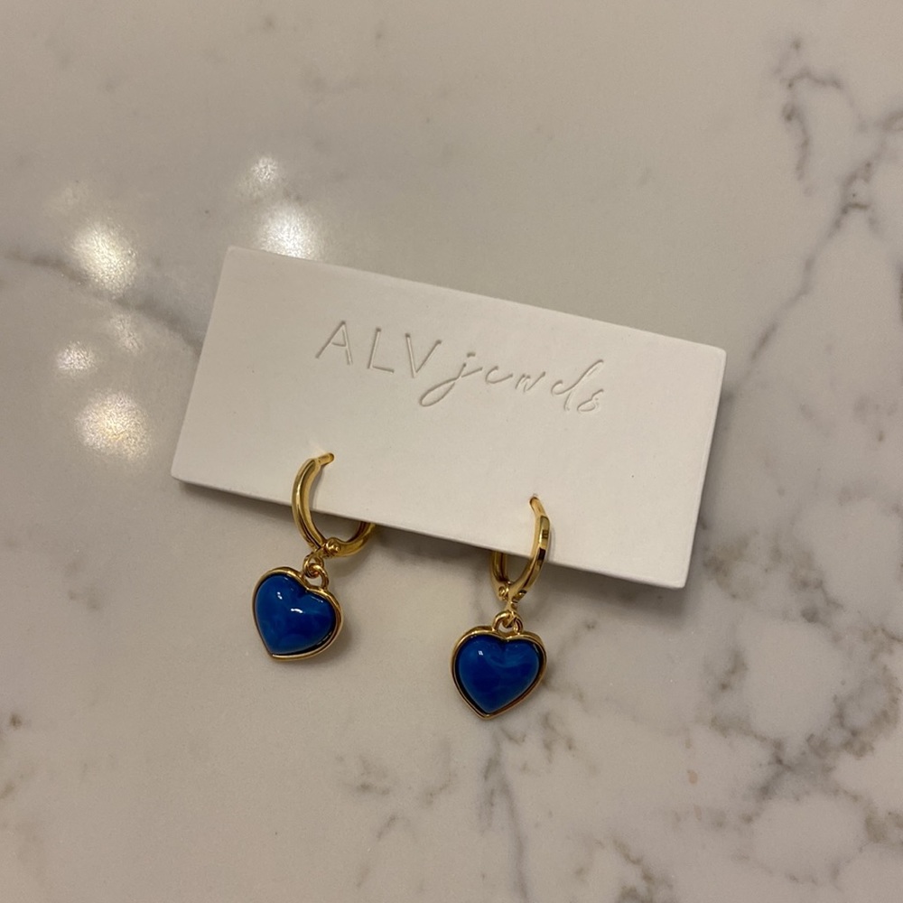 Blue Heart Earrings